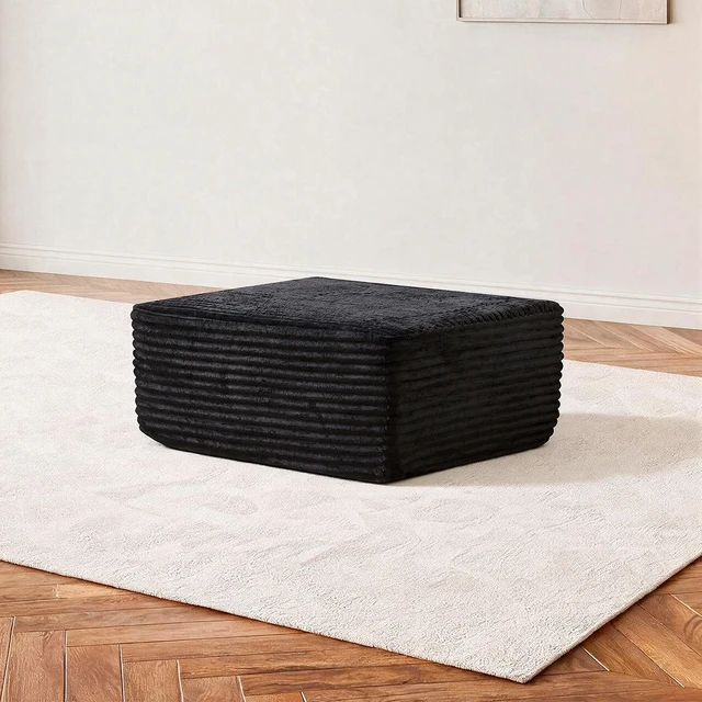 Main image of 35.43 Inch Sofa Ottoman, Assembly Required Fabric, Black, Foam and Spring