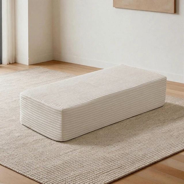Main image of 64.96 Inch Sofa Ottoman, Assembly Required Fabric, Beige, Foam and Spring