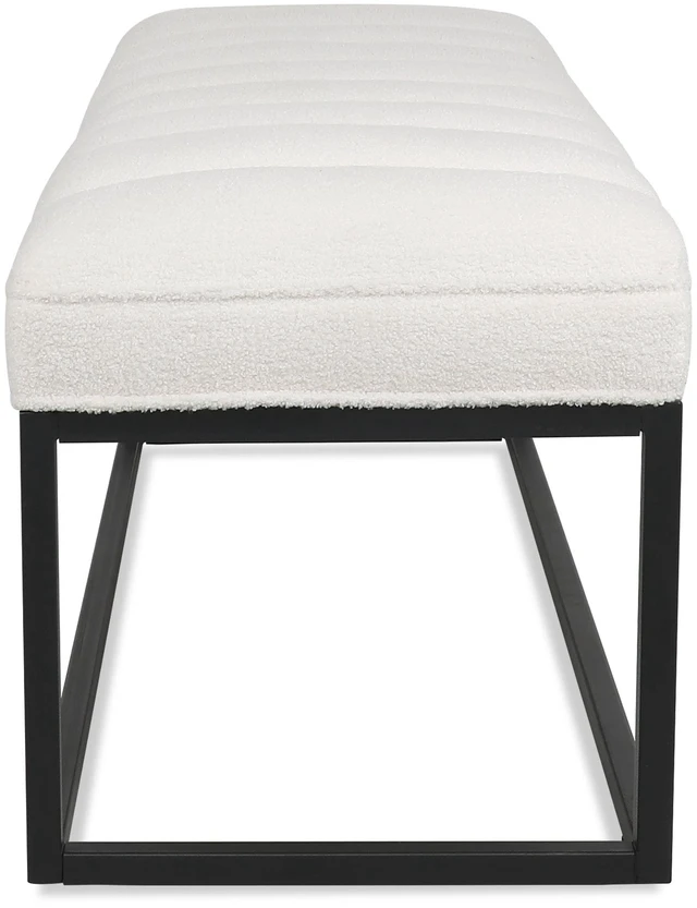 Alt view image 6 of 7 - Metal Base Upholstered Bench for Entryway, White, Velvet, Ottomans