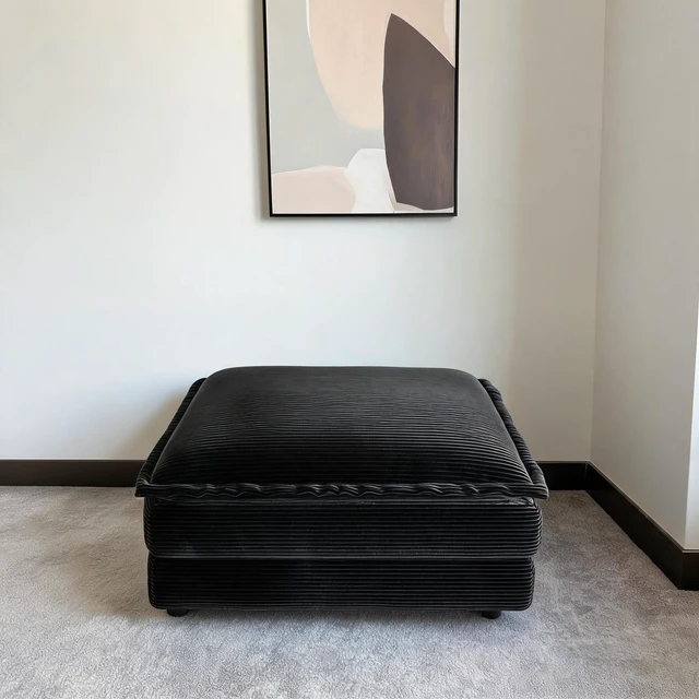 Alt view image 4 of 7 - Corduroy Ottoman, Double Layer Cushion Foot Stool with Plastic Legs Functional Small Footrest for Living Entryway Shoe