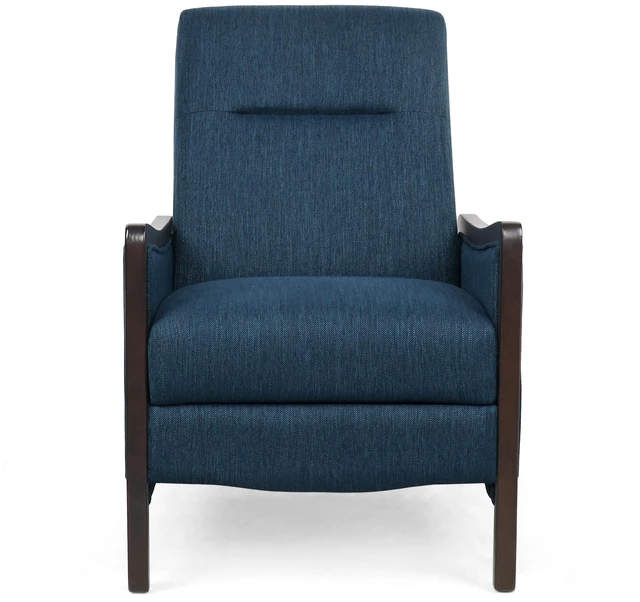 Alt view image 2 of 7 - Fabric Recliner Chair Mid-Century Recliner Pushback Single Sofa with Thicker Seat Cushion Upholstered Sofa with Wooden