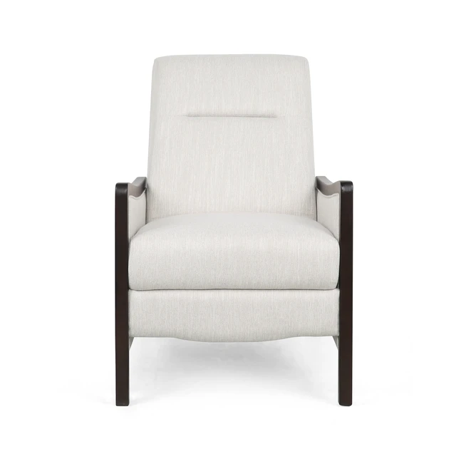 Alt view image 2 of 7 - Fabric Recliner Chair Mid-Century Recliner Pushback Single Sofa with Thicker Seat Cushion Upholstered Sofa with Wooden