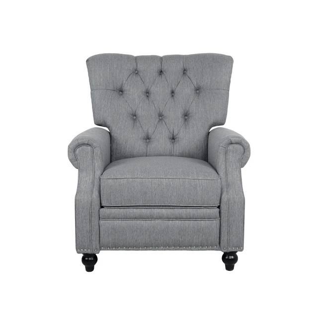 Alt view image 2 of 7 - Button Tuffted Heavy Duty Manual Reclining Sofa, Theater Seating Pushback Recliner Chair Armchair Push Back Recliner