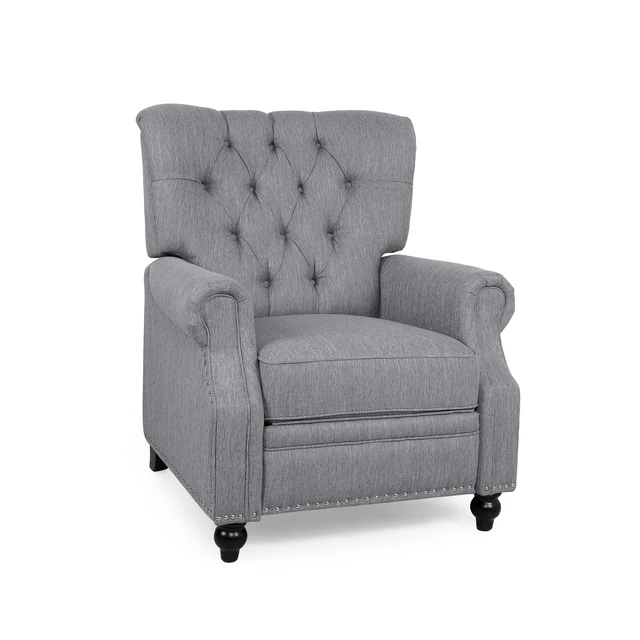 Alt view image 4 of 7 - Button Tuffted Heavy Duty Manual Reclining Sofa, Theater Seating Pushback Recliner Chair Armchair Push Back Recliner