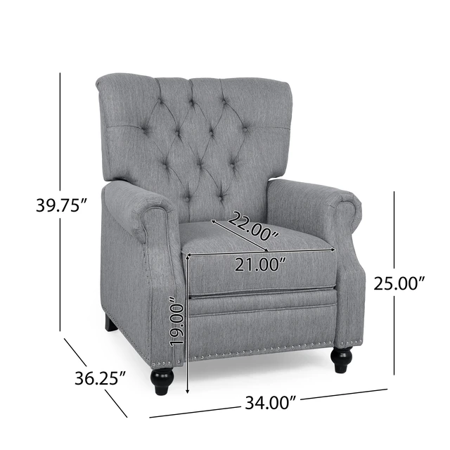 Alt view image 3 of 7 - Button Tuffted Heavy Duty Manual Reclining Sofa, Theater Seating Pushback Recliner Chair Armchair Push Back Recliner