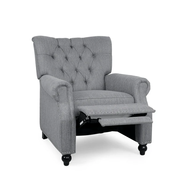 Alt view image 6 of 7 - Button Tuffted Heavy Duty Manual Reclining Sofa, Theater Seating Pushback Recliner Chair Armchair Push Back Recliner