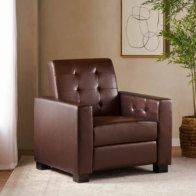 Main image of Recliner Chair, Dark Brown, PU, Recliners Massage Chairs