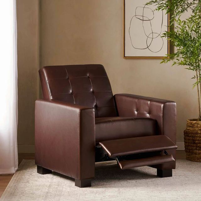 Alt view image 3 of 7 - Recliner Chair, Dark Brown, PU, Recliners Massage Chairs