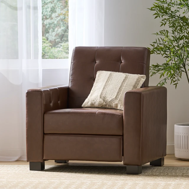 Alt view image 6 of 7 - Recliner Chair, Dark Brown, PU, Recliners Massage Chairs
