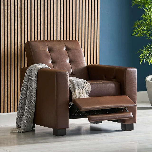 Alt view image 5 of 7 - Recliner Chair, Dark Brown, PU, Recliners Massage Chairs