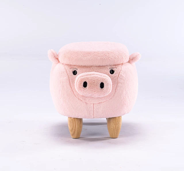 Alt view image 5 of 7 - Patty the Pig Storage Ottoman, Pink, Faux Fur