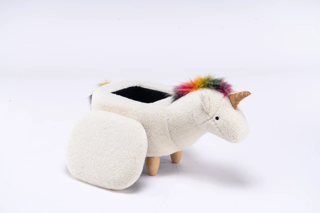 Alt view image 7 of 7 - Uma the Unicorn Storage Ottoman, White, Faux Fur