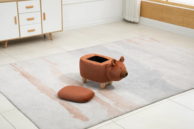 Alt view image 6 of 7 - Blake the Bear Storage Ottoman, Brown, Faux Fur
