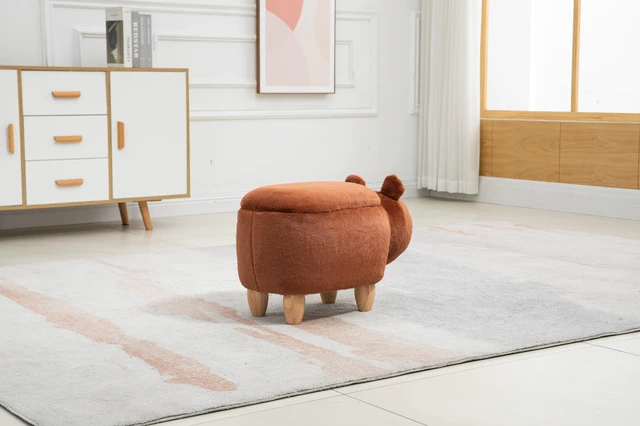 Alt view image 2 of 7 - Blake the Bear Storage Ottoman, Brown, Faux Fur