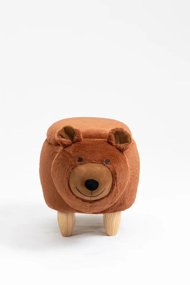 Alt view image 3 of 7 - Blake the Bear Storage Ottoman, Brown, Faux Fur