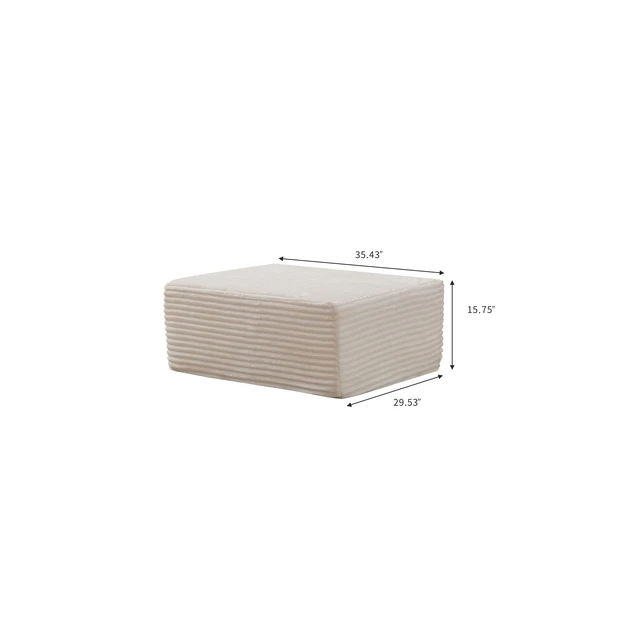 Alt view image 3 of 5 - 35.43 Inch Sofa Ottoman, Assembly Required Fabric, Beige, Foam and Spring