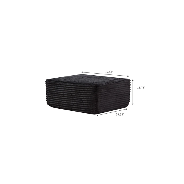 Alt view image 4 of 5 - 35.43 Inch Sofa Ottoman, Assembly Required Fabric, Black, Foam and Spring