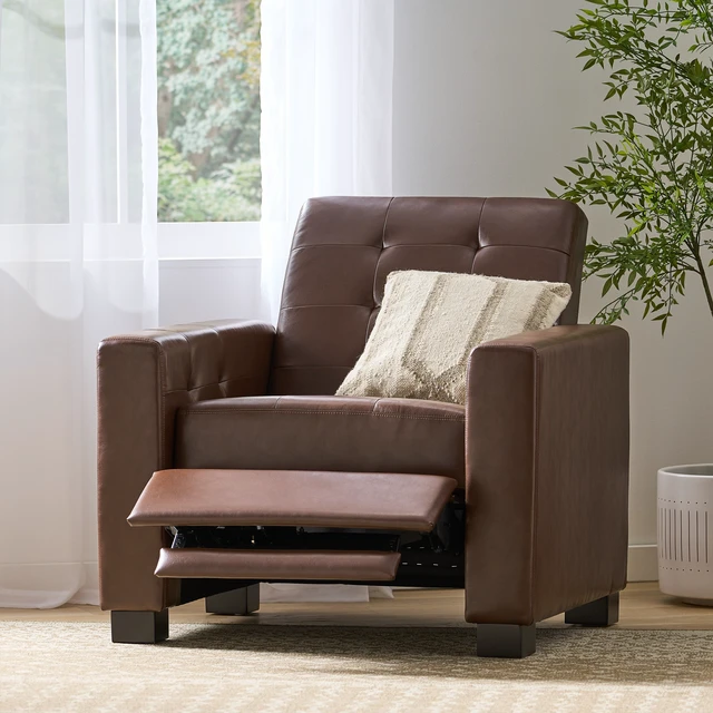 Alt view image 7 of 7 - Recliner Chair, Dark Brown, PU, Recliners Massage Chairs