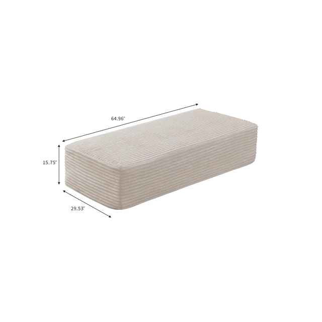 Alt view image 3 of 5 - 64.96 Inch Sofa Ottoman, Assembly Required Fabric, Beige, Foam and Spring