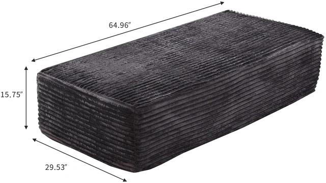 Alt view image 3 of 5 - 64.96 Inch Sofa Ottoman, Assembly Required Fabric, Grey, Foam and Spring