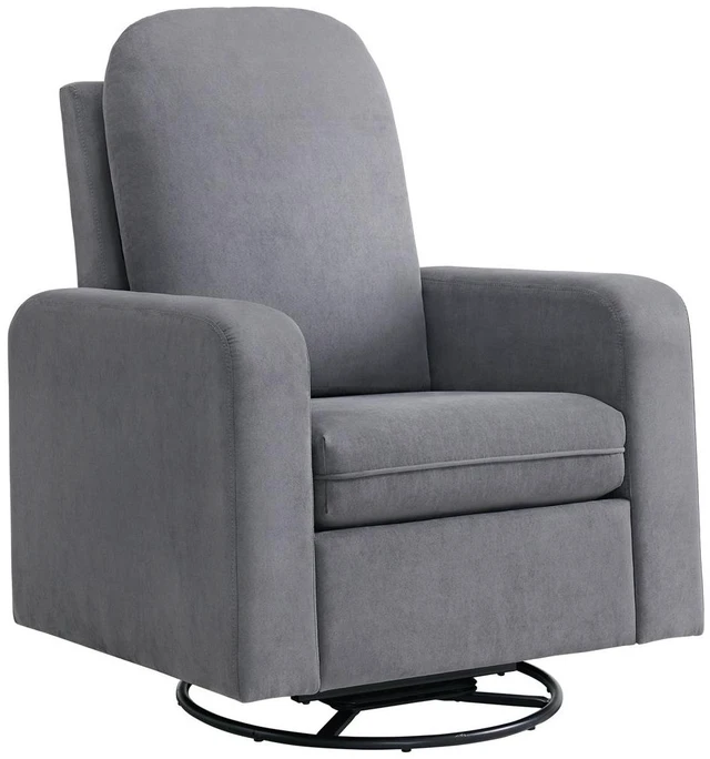 Main image of Glider Swivel Chair Box Seat Cushion Solid Rubberwood Living 1 pc, Dark Gray, Fabric, Metal and Rubber Wood, Recliners