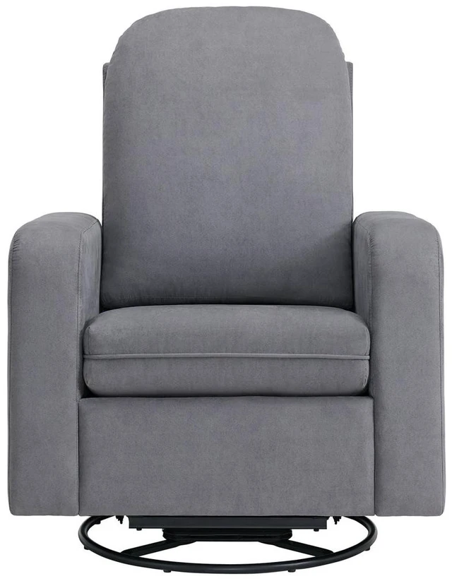 Alt view image 2 of 6 - Glider Swivel Chair Box Seat Cushion Solid Rubberwood Living 1 pc, Dark Gray, Fabric, Metal and Rubber Wood, Recliners