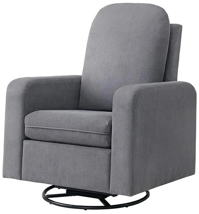 Alt view image 3 of 6 - Glider Swivel Chair Box Seat Cushion Solid Rubberwood Living 1 pc, Dark Gray, Fabric, Metal and Rubber Wood, Recliners