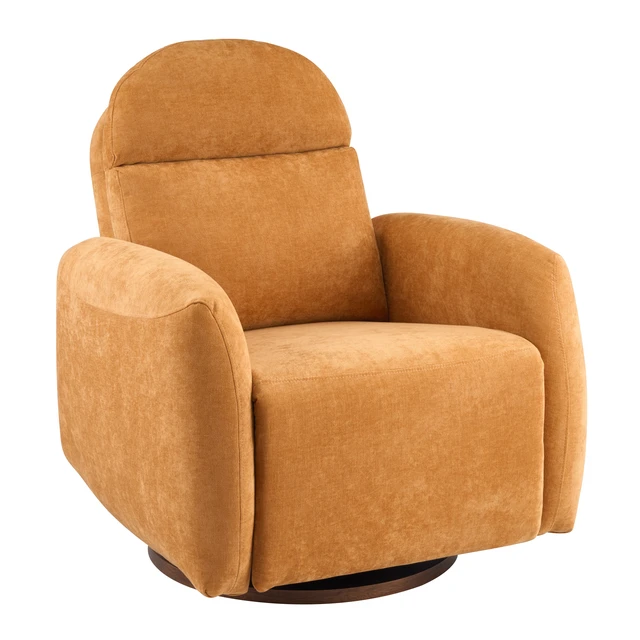 Alt view image 2 of 7 - Degree Swivel Glider Chair for Living, Manual Recliner Armchair with Round Wooden Base Overstuffed Glider Chair