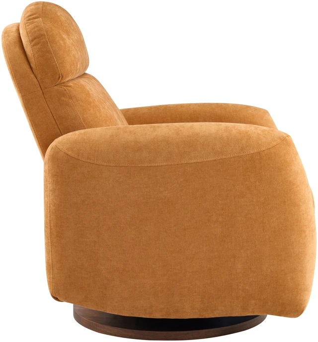 Alt view image 3 of 7 - Degree Swivel Glider Chair for Living, Manual Recliner Armchair with Round Wooden Base Overstuffed Glider Chair