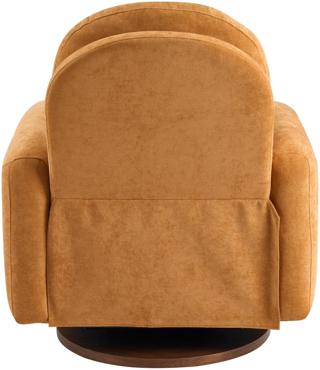 Alt view image 5 of 7 - Degree Swivel Glider Chair for Living, Manual Recliner Armchair with Round Wooden Base Overstuffed Glider Chair