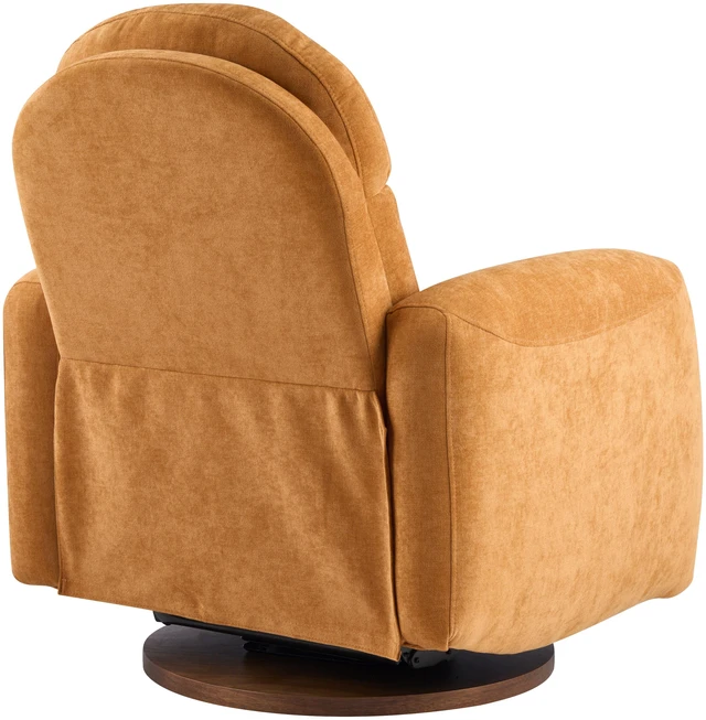 Alt view image 4 of 7 - Degree Swivel Glider Chair for Living, Manual Recliner Armchair with Round Wooden Base Overstuffed Glider Chair