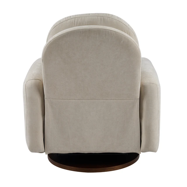 Alt view image 5 of 7 - Degree Swivel Glider Chair for Living, Manual Recliner Armchair with Round Wooden Base Overstuffed Glider Chair, Beige