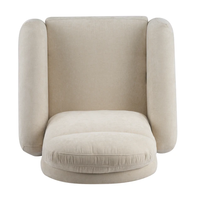 Alt view image 6 of 7 - Degree Swivel Glider Chair for Living, Manual Recliner Armchair with Round Wooden Base Overstuffed Glider Chair, Beige
