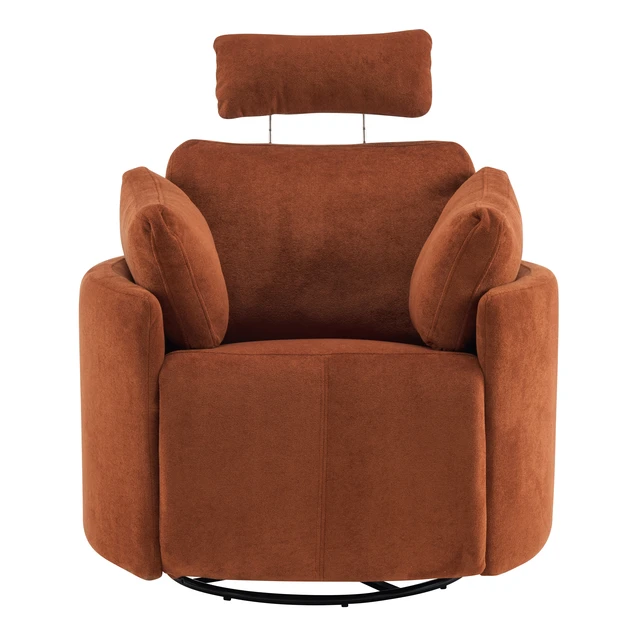 Alt view image 2 of 7 - Manual Swivel Glider Recliner Chair with Adjustable Headrest and Removable Arm Pillows, Degree Rocking Armchair