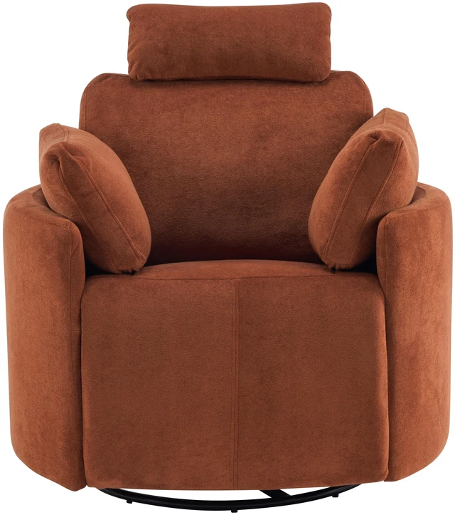 Main image of Manual Swivel Glider Recliner Chair with Adjustable Headrest and Removable Arm Pillows, Degree Rocking Armchair
