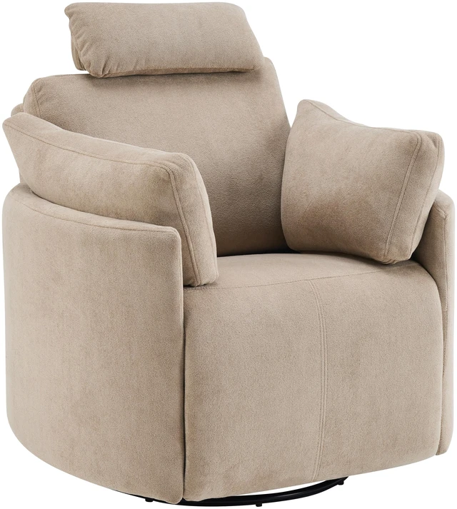 Alt view image 3 of 6 - Manual Swivel Glider Recliner Chair with Adjustable Headrest and Removable Arm Pillows, Degree Rocking Armchair