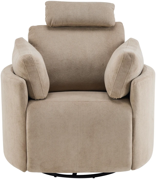 Main image of Manual Swivel Glider Recliner Chair with Adjustable Headrest and Removable Arm Pillows, Degree Rocking Armchair