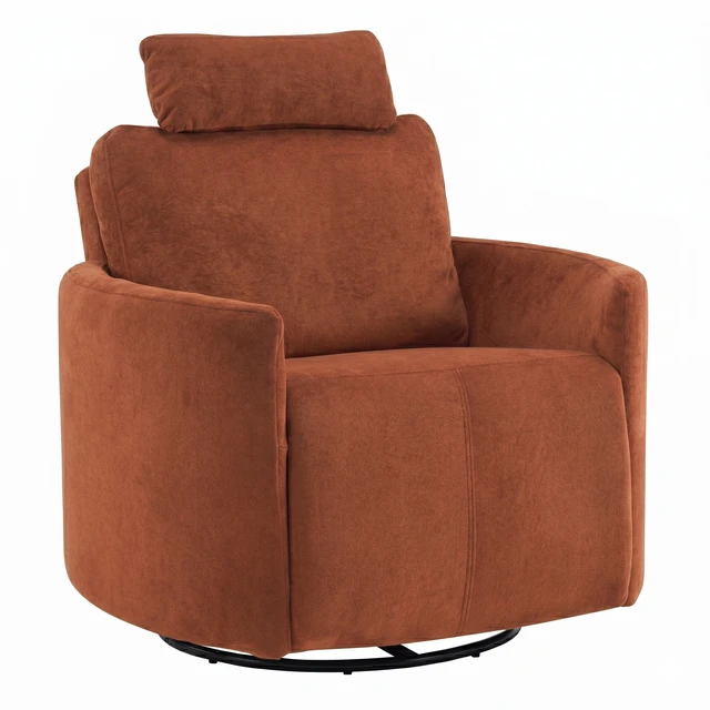 Alt view image 5 of 7 - Manual Swivel Glider Recliner Chair with Adjustable Headrest and Removable Arm Pillows, Degree Rocking Armchair