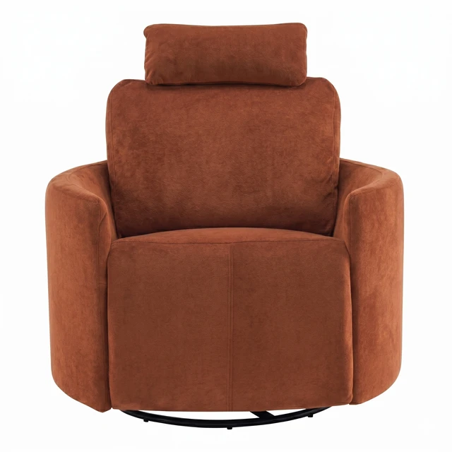 Alt view image 3 of 7 - Manual Swivel Glider Recliner Chair with Adjustable Headrest and Removable Arm Pillows, Degree Rocking Armchair