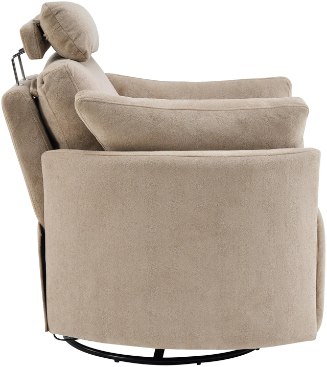 Alt view image 5 of 6 - Manual Swivel Glider Recliner Chair with Adjustable Headrest and Removable Arm Pillows, Degree Rocking Armchair