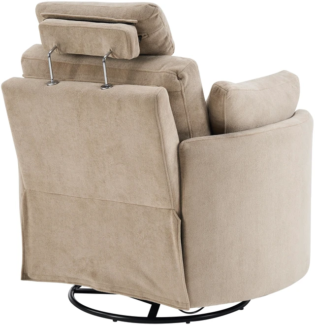 Alt view image 6 of 6 - Manual Swivel Glider Recliner Chair with Adjustable Headrest and Removable Arm Pillows, Degree Rocking Armchair