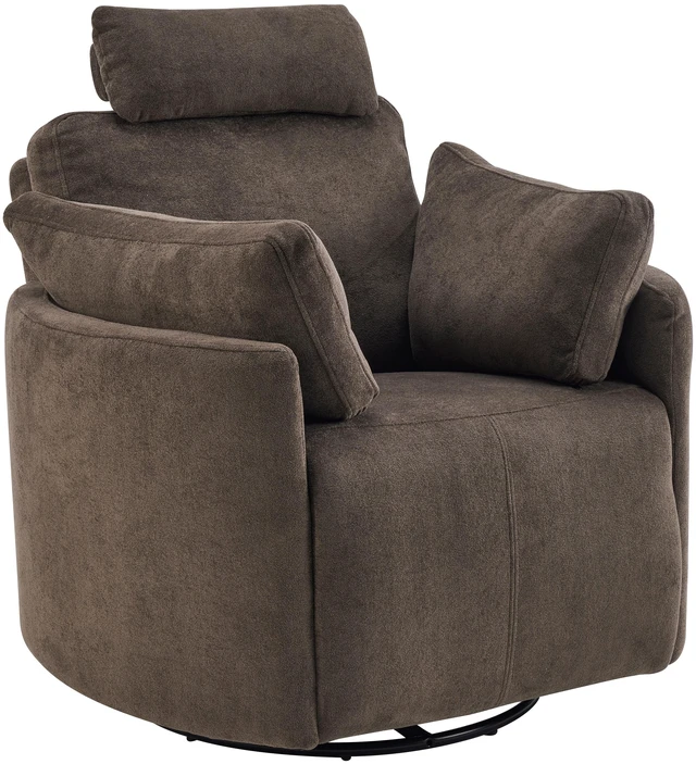 Alt view image 5 of 6 - Manual Swivel Glider Recliner Chair with Adjustable Headrest and Removable Arm Pillows, Degree Rocking Armchair
