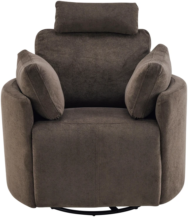 Main image of Manual Swivel Glider Recliner Chair with Adjustable Headrest and Removable Arm Pillows, Degree Rocking Armchair