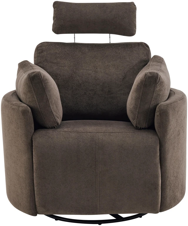 Alt view image 2 of 6 - Manual Swivel Glider Recliner Chair with Adjustable Headrest and Removable Arm Pillows, Degree Rocking Armchair