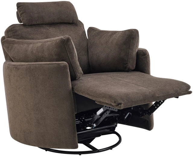 Alt view image 6 of 6 - Manual Swivel Glider Recliner Chair with Adjustable Headrest and Removable Arm Pillows, Degree Rocking Armchair