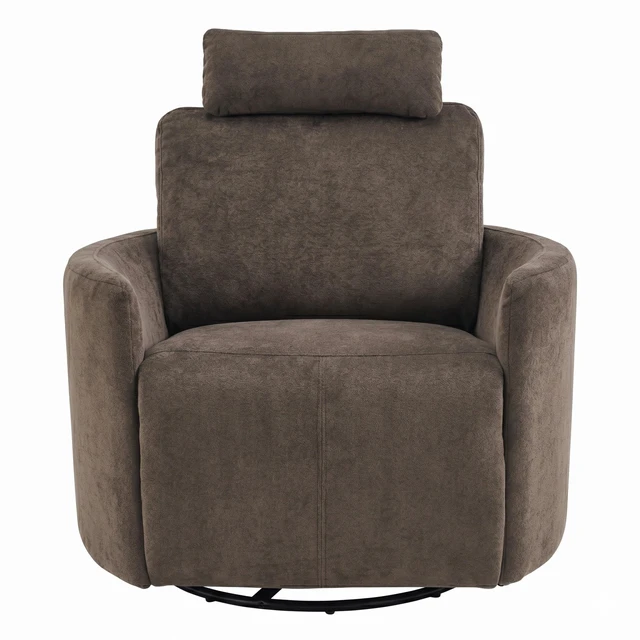 Alt view image 3 of 6 - Manual Swivel Glider Recliner Chair with Adjustable Headrest and Removable Arm Pillows, Degree Rocking Armchair