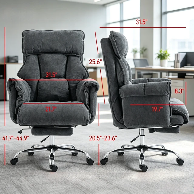 Alt view image 4 of 7 - Executive High-Back Chair, Reclining Computer Desk Chair with Retractable Footrest and Padded Headrest Adjustable Seat