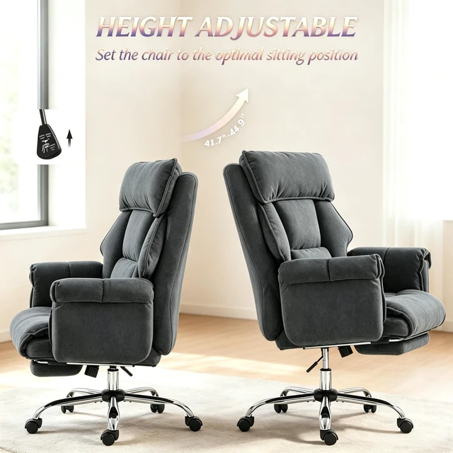 Alt view image 6 of 7 - Executive High-Back Chair, Reclining Computer Desk Chair with Retractable Footrest and Padded Headrest Adjustable Seat