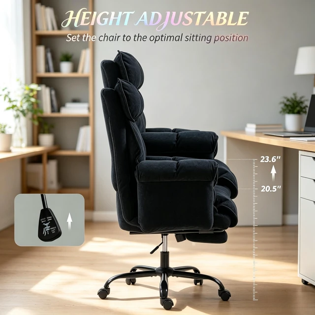 Alt view image 7 of 7 - Chair, Reclining Computer Desk Chair with Retractable Footrest and Padded Headrest Executive High-Back Adjustable Seat