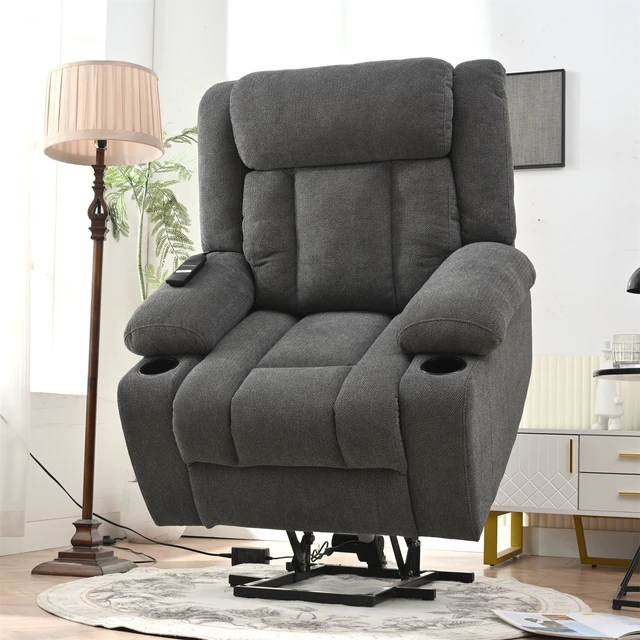 Alt view image 2 of 7 - Power Lift Recliner Chair for Elderly, Fabric Lift Chairs for Living Extended Footrest Single Sofa Theater Seat